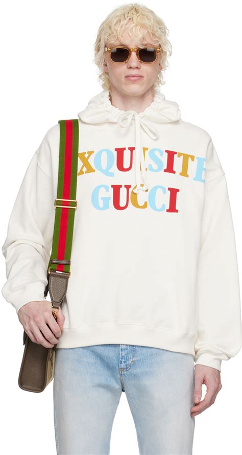 gucci hoodie white logo|Gucci hoodie cost.